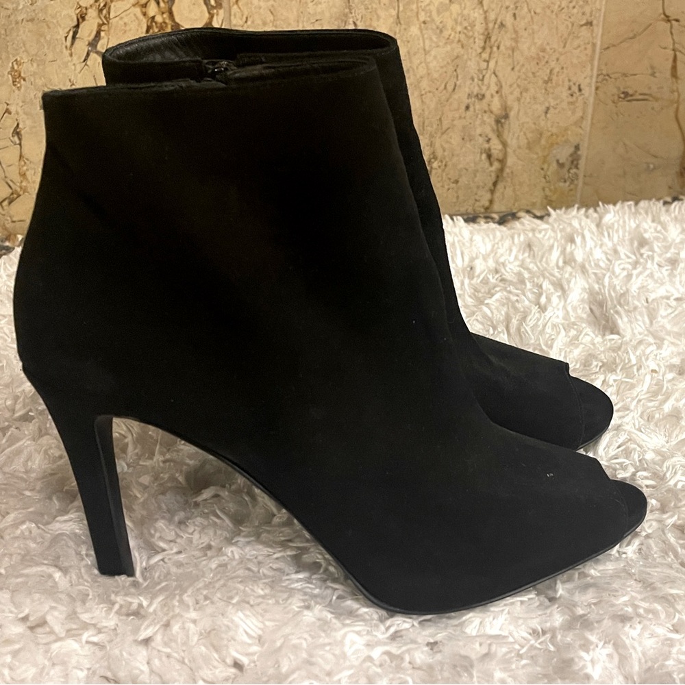 MK Suede Booties, peep toe